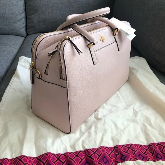 Tory Burch Georgia Double Zip Pebbled shell pink